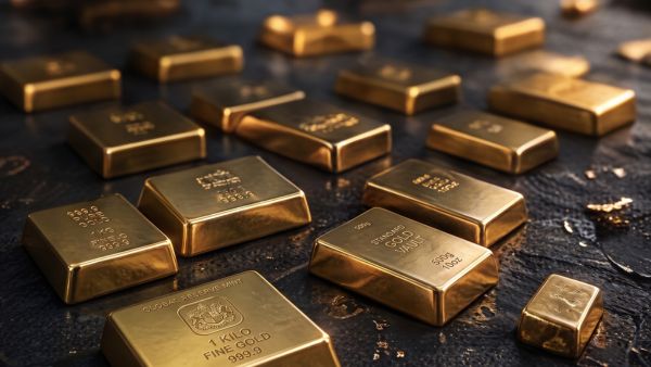 Gold bars flat lay